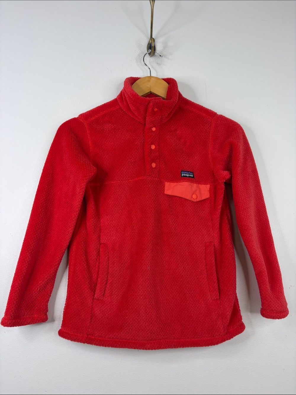 Patagonia Re-Tool Snap T Pullover Kids M 10 Red Fleece Sweater Jacket Retro